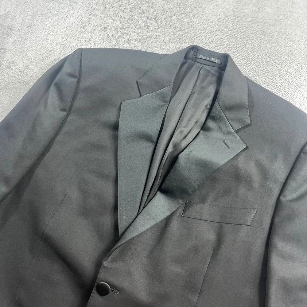 Canali Mens Black Pure Wool Tuxedo Jacket Blazer Made in Italy‎ Size 52R 42R